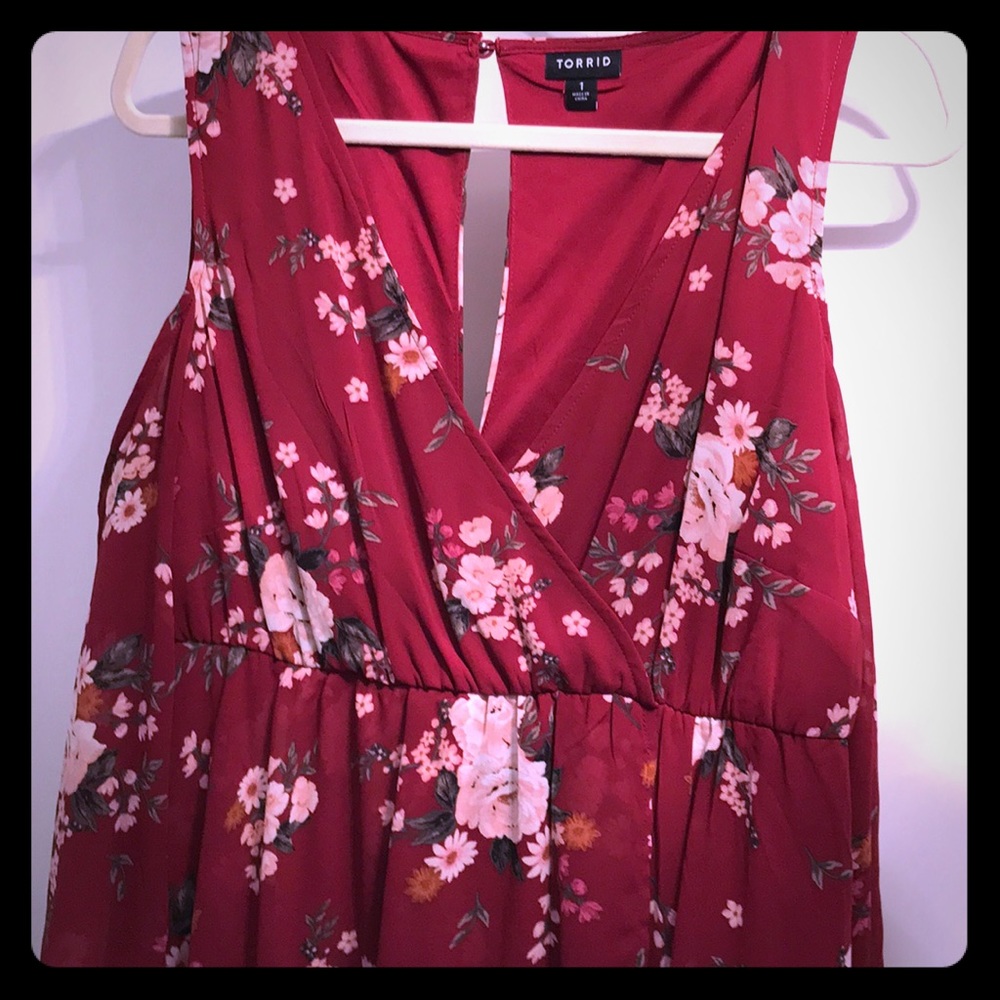 NEver worn torrid cranberry floral dress